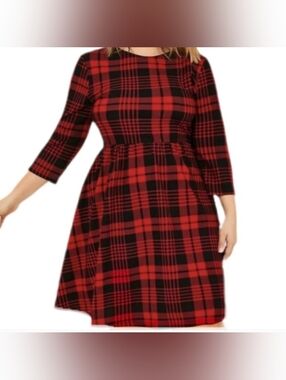 MWOT SHEIN Plaid Fit & Flare Dress Size 2xl